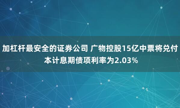 加杠杆最安全的证券公司 广物控股15亿中票将兑付 本计息期债项利率为2.03%